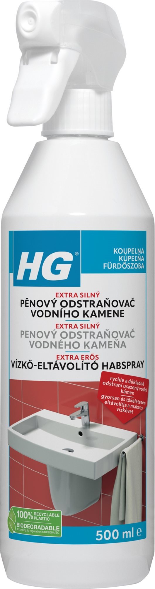 HG - Penový čistič vodného kameňa, 3× silnejší, 500 ml Odstraňovač...