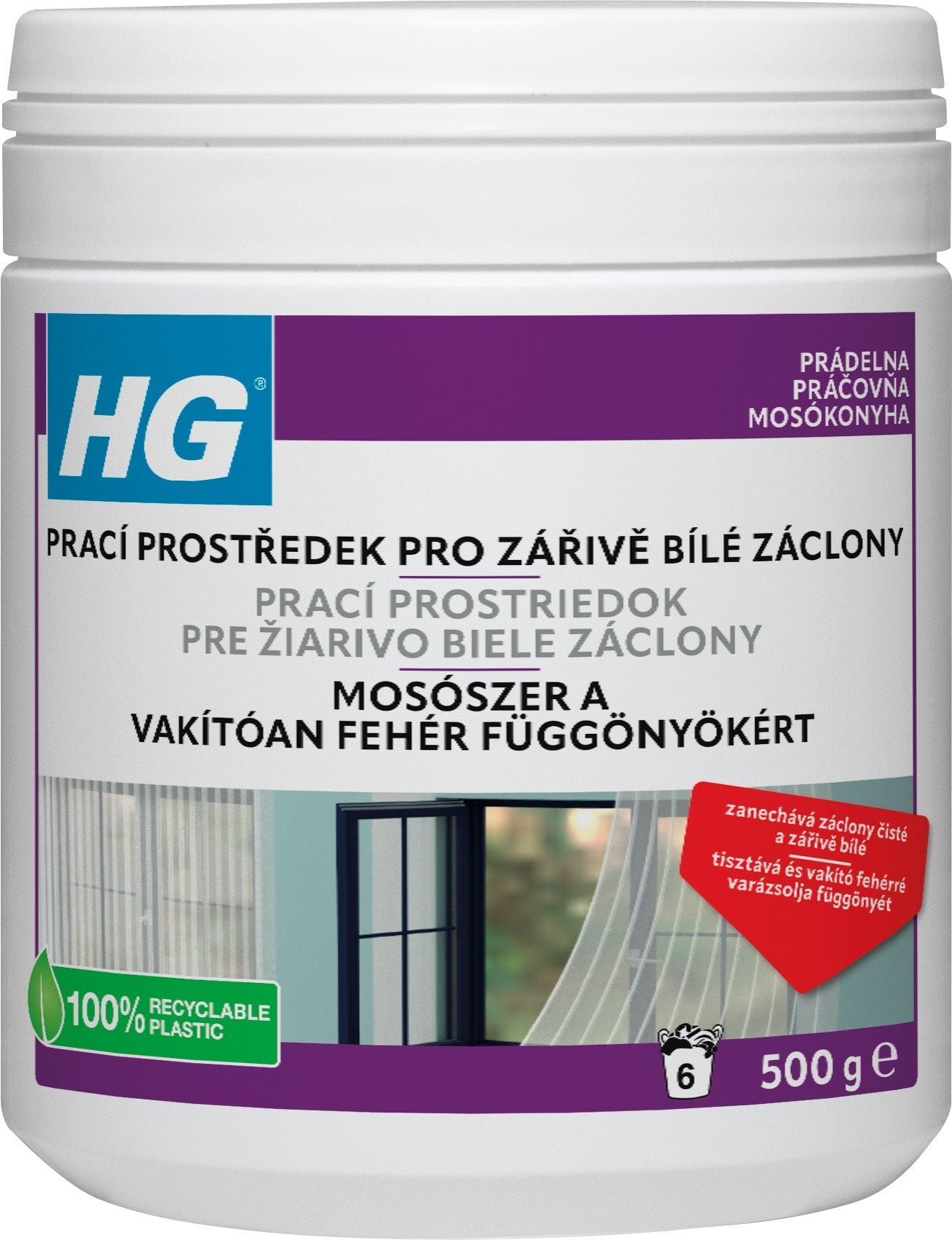HG Čistiaci prípravok na žiarivo biele záclony 500 g Bielidlo na...