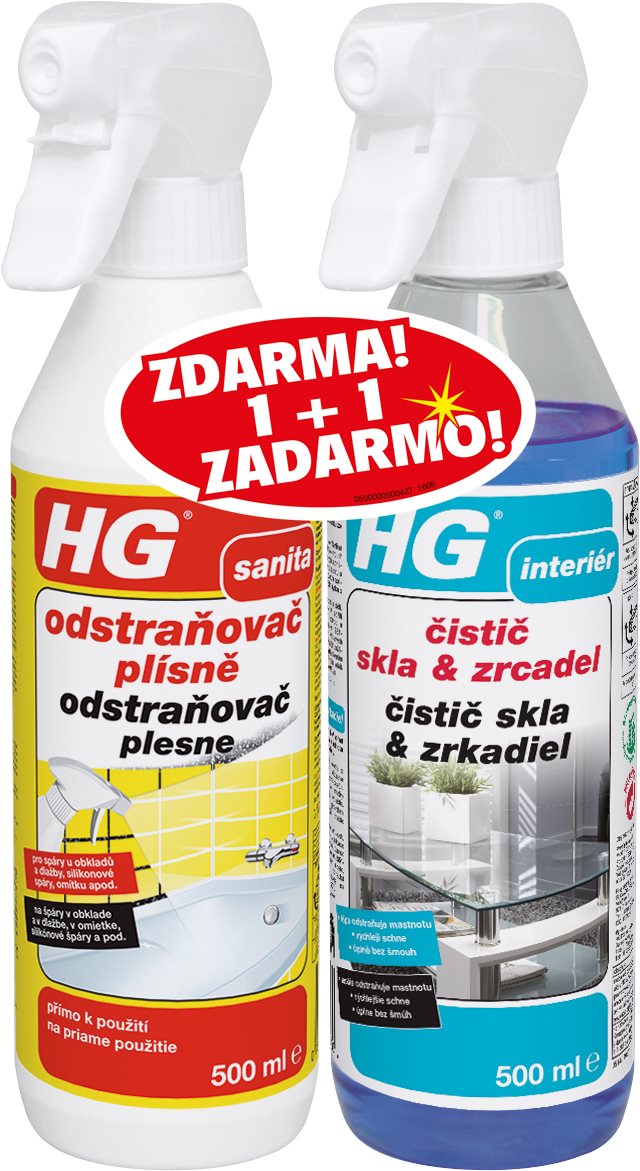 HG Odstraňovač plesne + skla a zrkadla 2× 500 ml Odstraňovač plesní