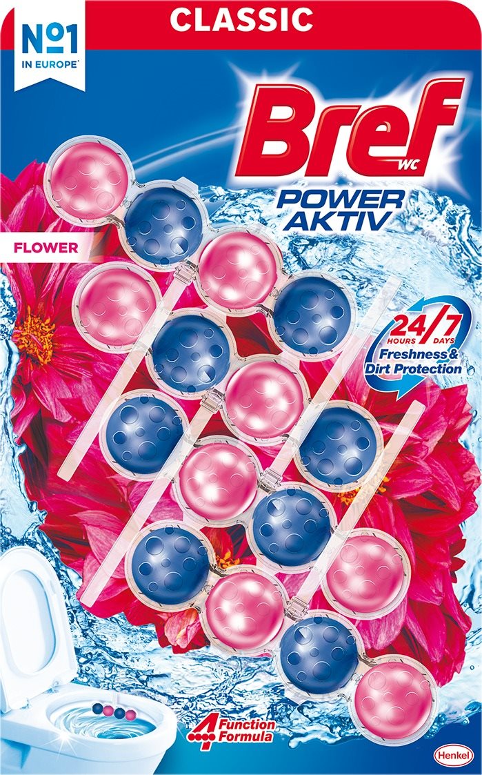 BREF Power Aktiv Flower 4× 50 g WC golyó
