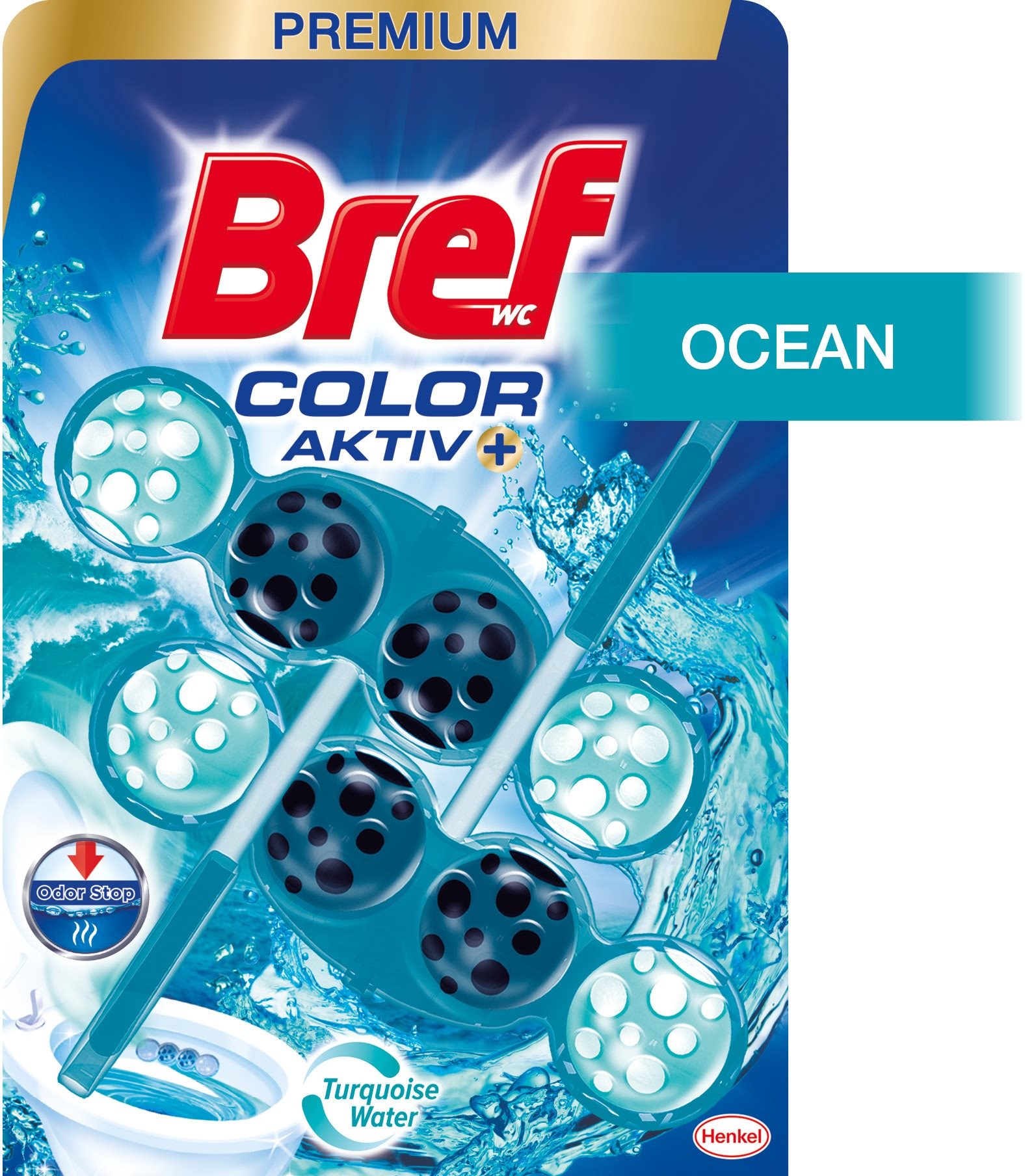 BREF Color Aktiv Ocean, tuhý, 2 × 50 g WC blok