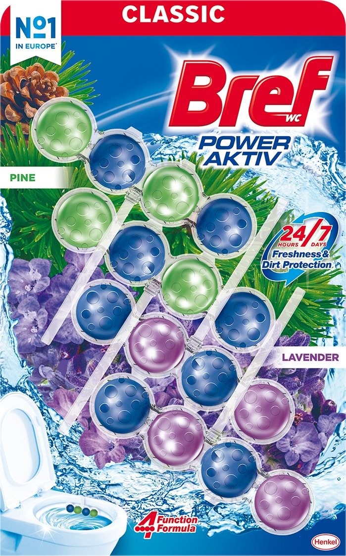 BREF Power Aktiv Pine & Lavender 4× 50 g WC blok