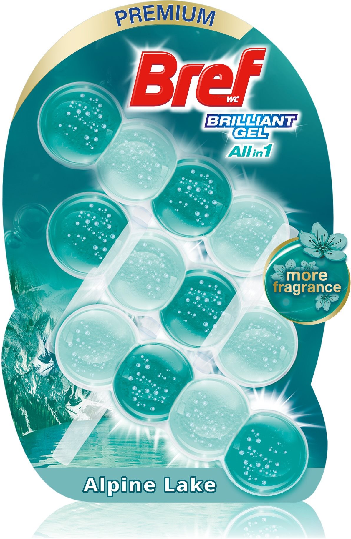 BREF Brilliant Gel All in 1 Alpine Lake 3× 42 g WC golyó