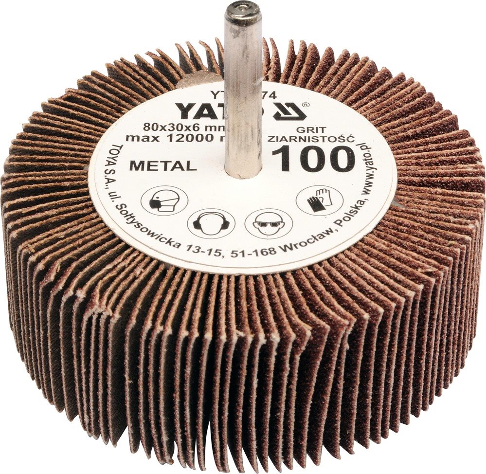 Yato Kotúč lamelový radiálny 80 ×30  P-60 s hriadeľom 6 mm Lamelový...