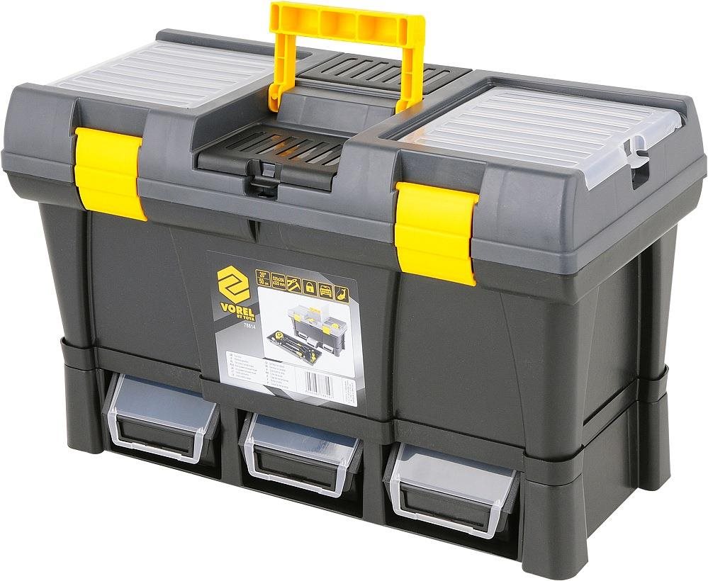 Vorel Box na náradie plastový 20"  + 3× zásuvka Kufrík na náradie