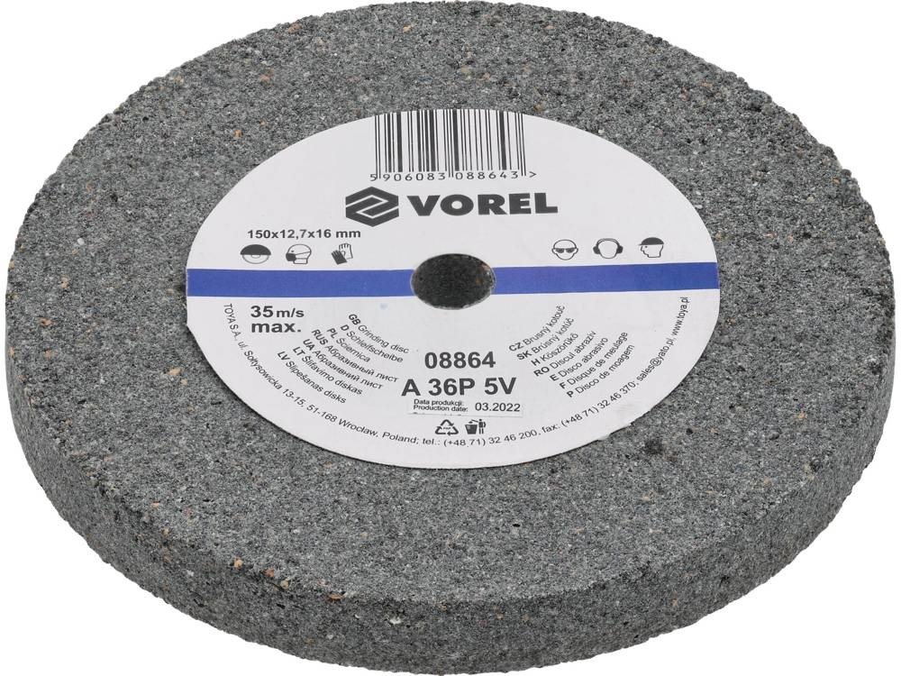 VOREL Asztali csiszológép korong, 150×12×15 mm, durva Csiszolókorong