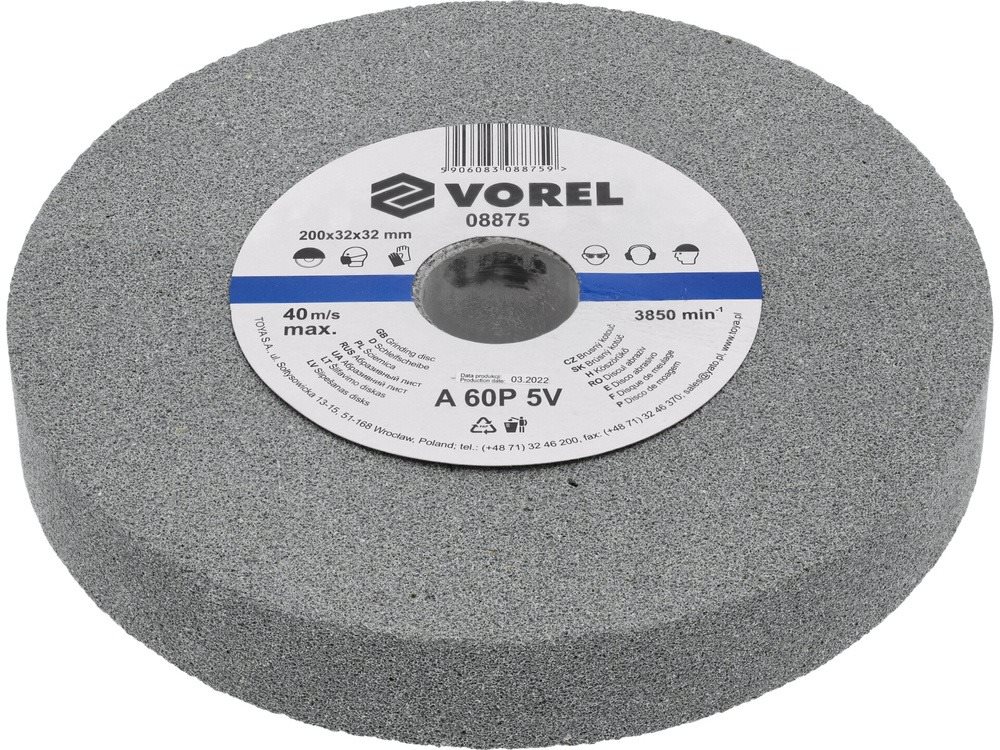 VOREL Asztali csiszológép korong, 200×32×32 mm, finom Csiszolókorong
