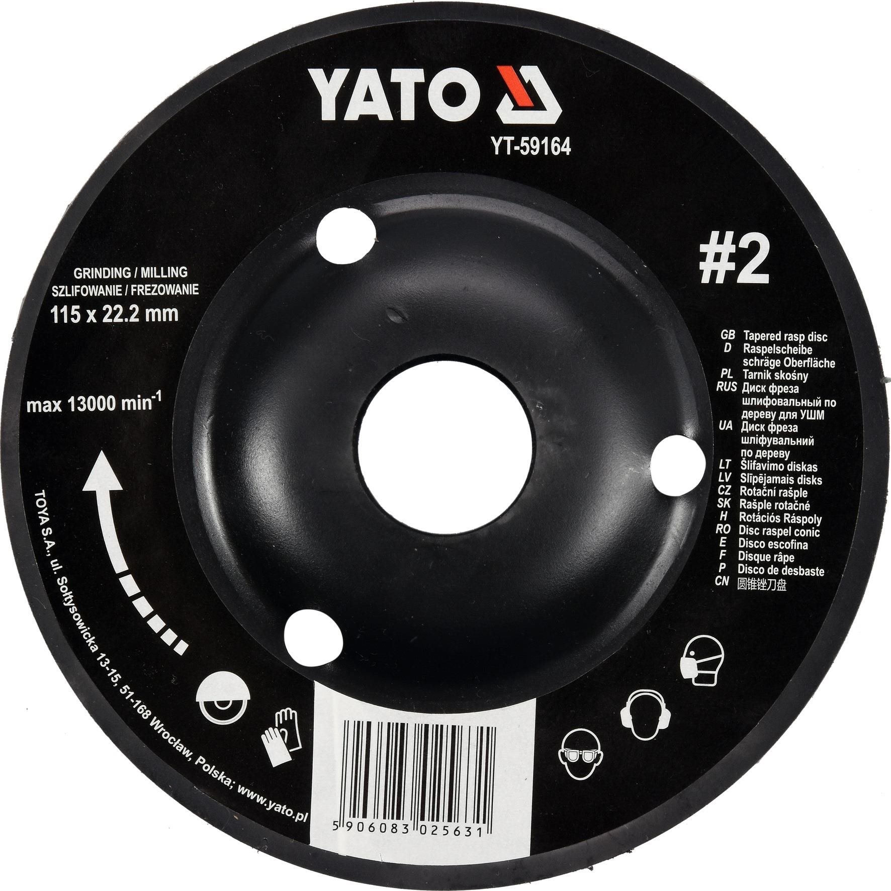 YATO Rotačná rašpľa uhlová 115 mm typ 2 Brúsny kotúč