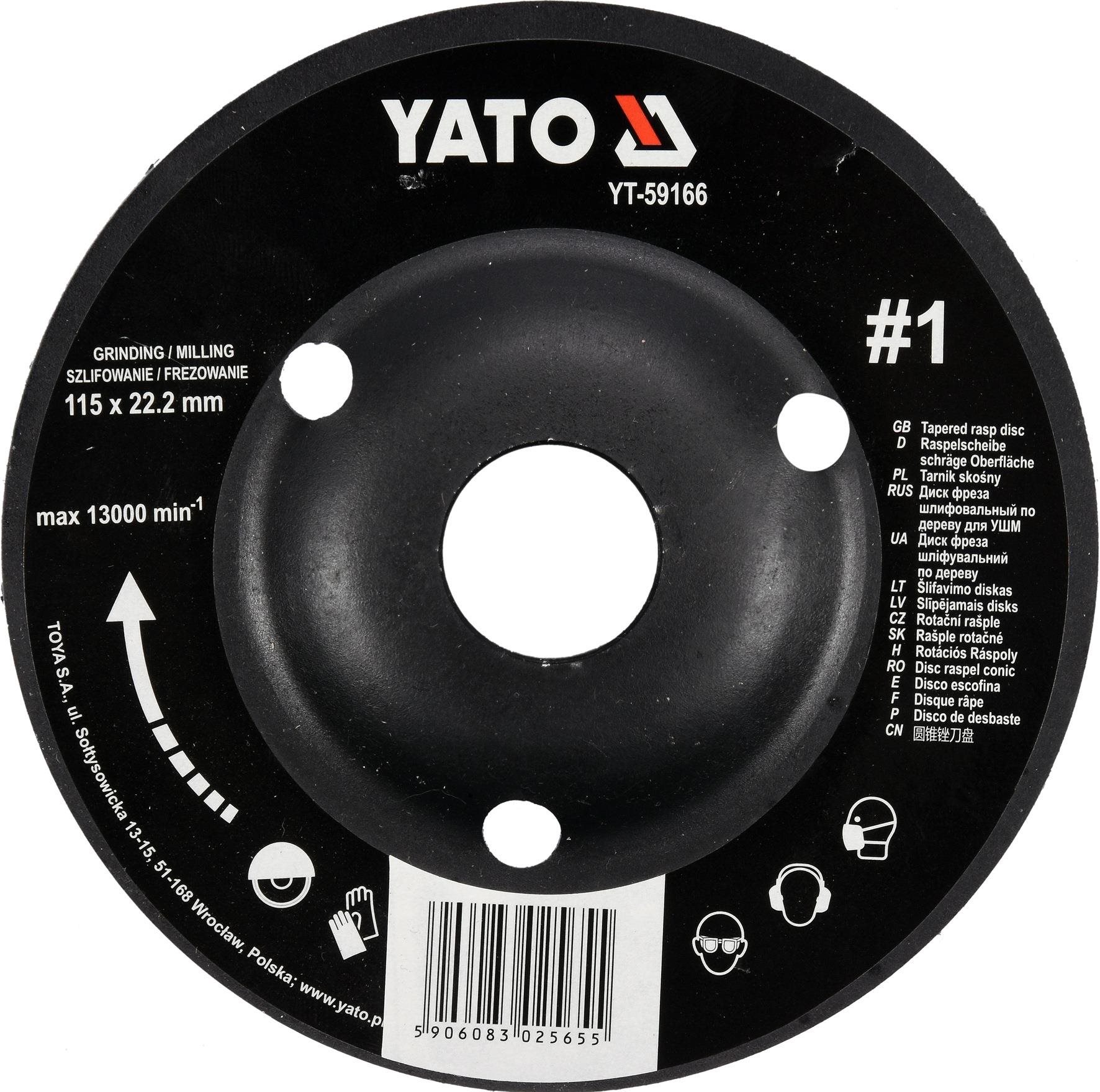 YATO Rotačná rašpľa uhlová hrubá 115 mm typ 1 Brúsny kotúč