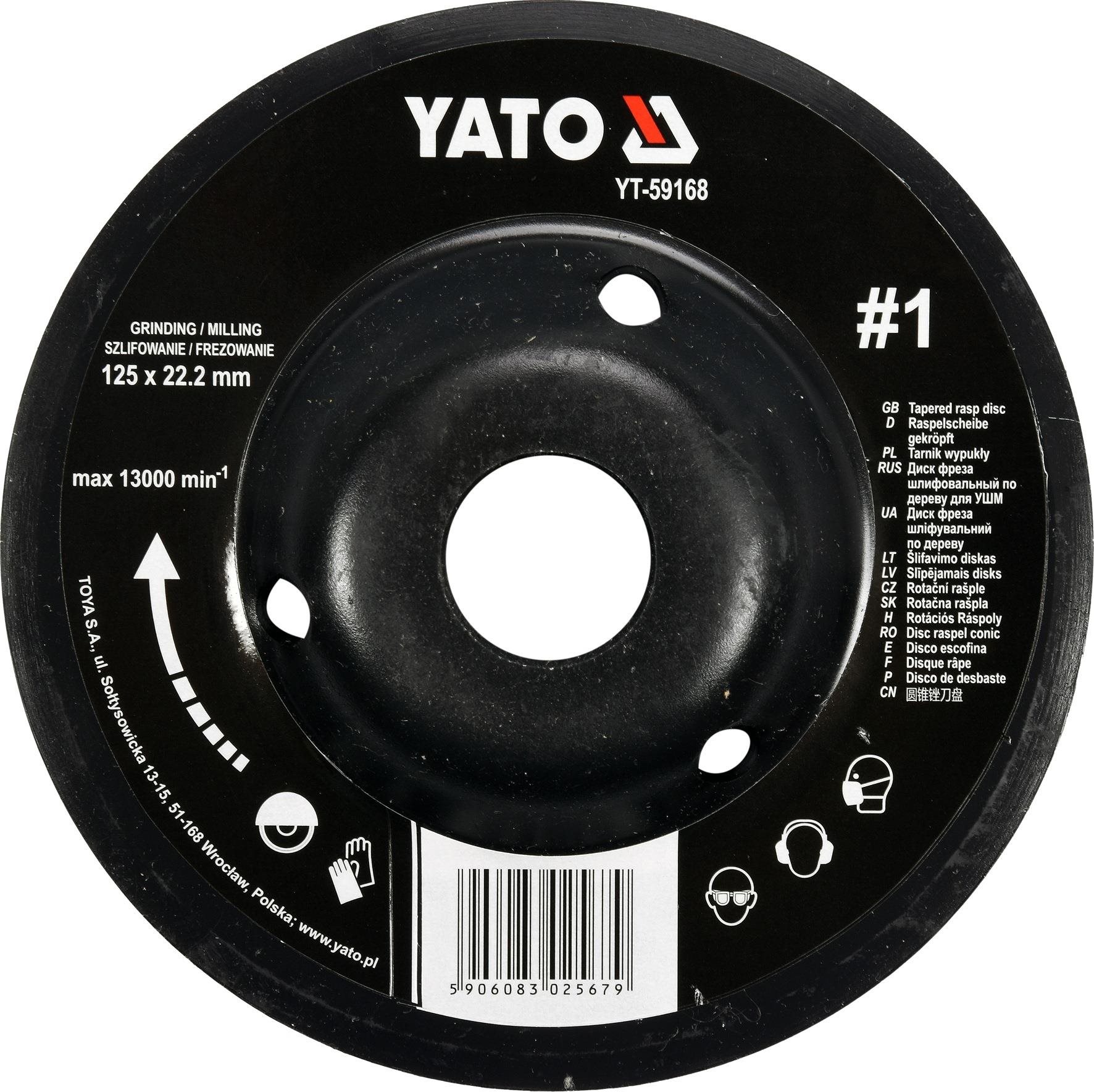 YATO Rotációs ráspoly, kúpos, finom, 125 mm, 1. típus Csiszolókorong