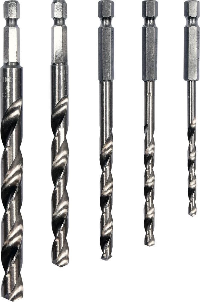STHOR Súprava vrtákov na kov 5 ks HSS 1/4" Sada vrtákov do železa