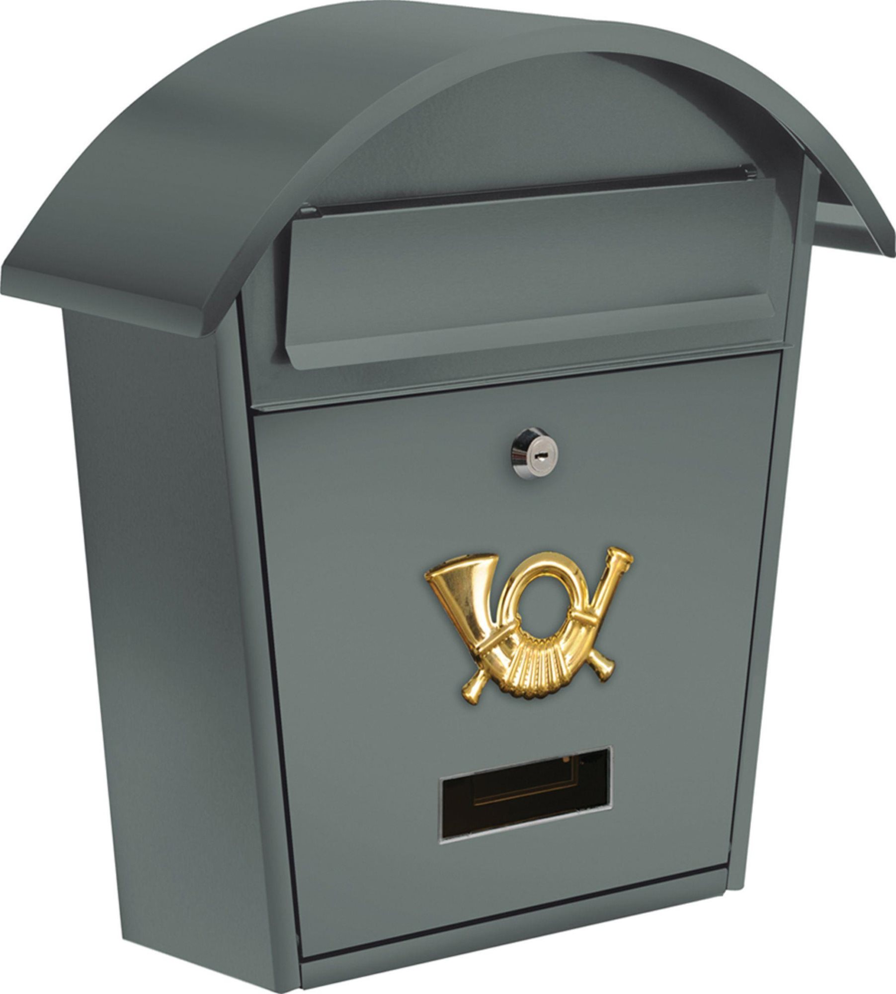 VOREL Postaláda, íves tetővel, 380×320×105 mm, szürke Postaláda