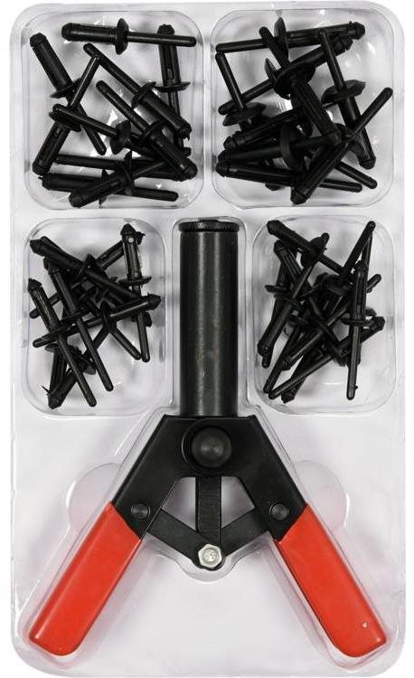 YATO kézi szegecselő 165 mm, műanyag szegecsek 5;6,3;6,6 mm 41 db...