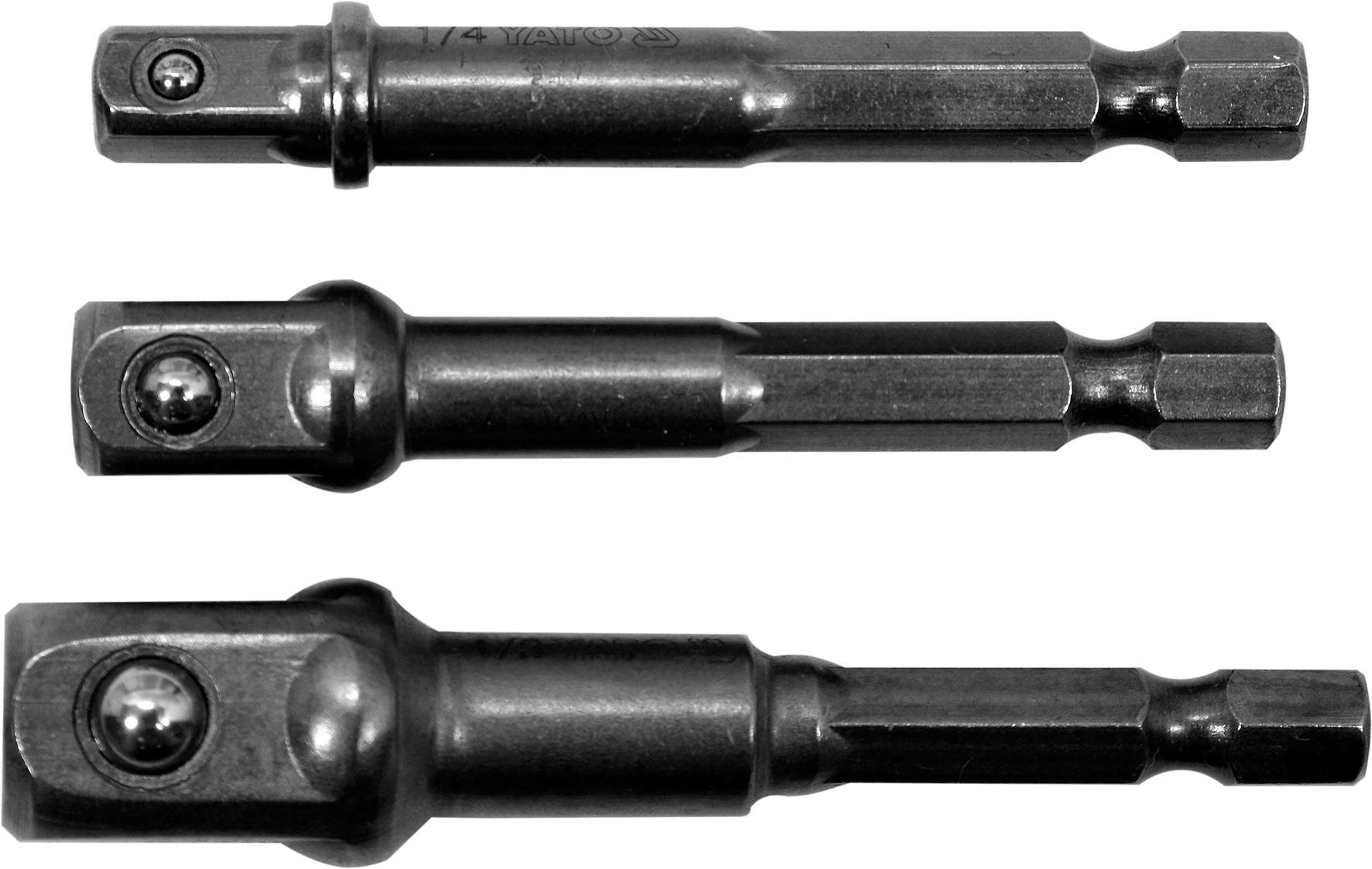 YATO Súprava adaptérov 3 ks HEX 1/4, 3/8, 1/2 Sada