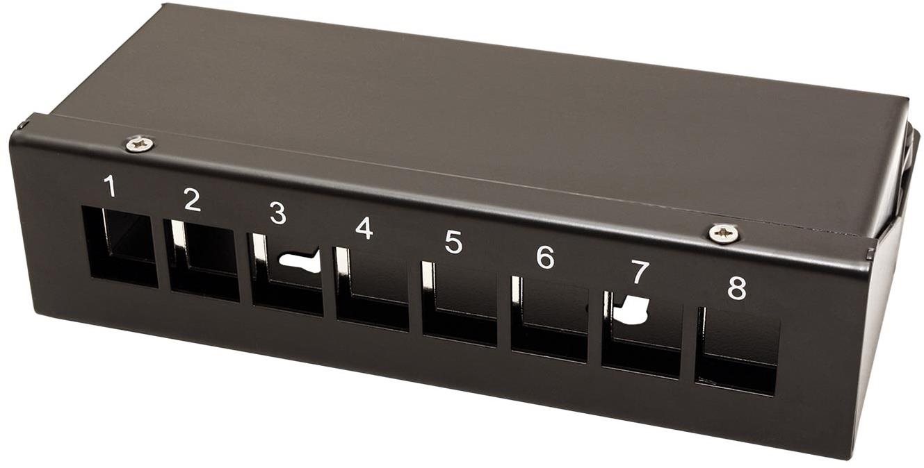 ROLINE Patchpanel pro keystone moduly stíněný - 8 portů, černý...