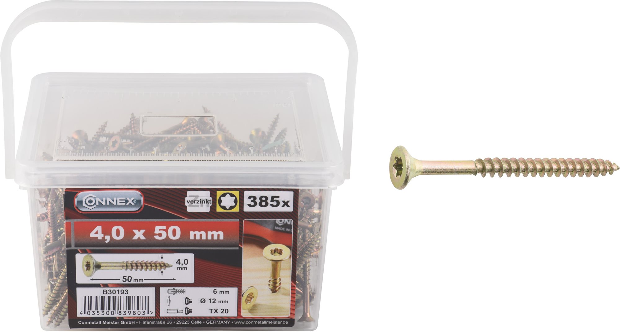 CONNEX UNI-skrutky, TX, 4,0 × 50 mm, 385 ks Skrutky