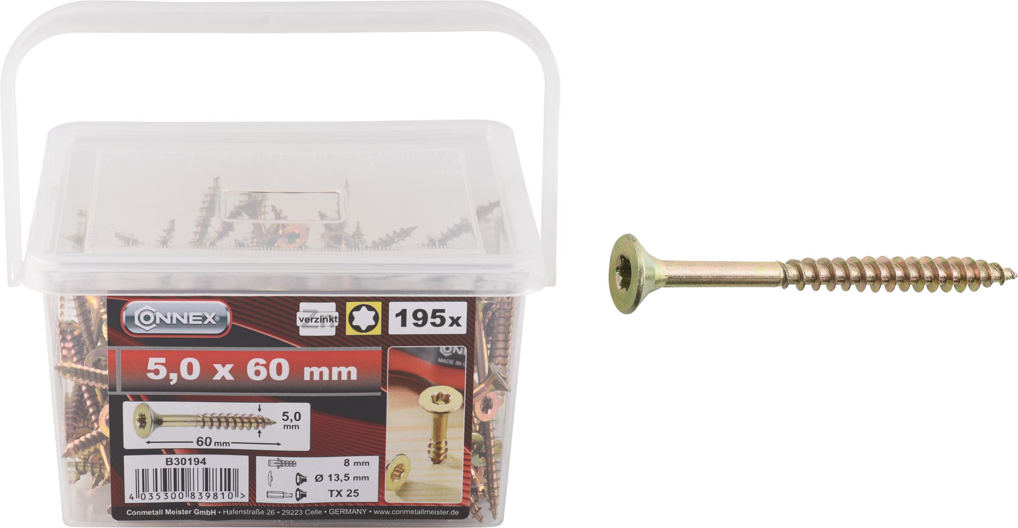 CONNEX UNI-skrutky TX 5,0 × 60 mm, 195 ks Skrutky