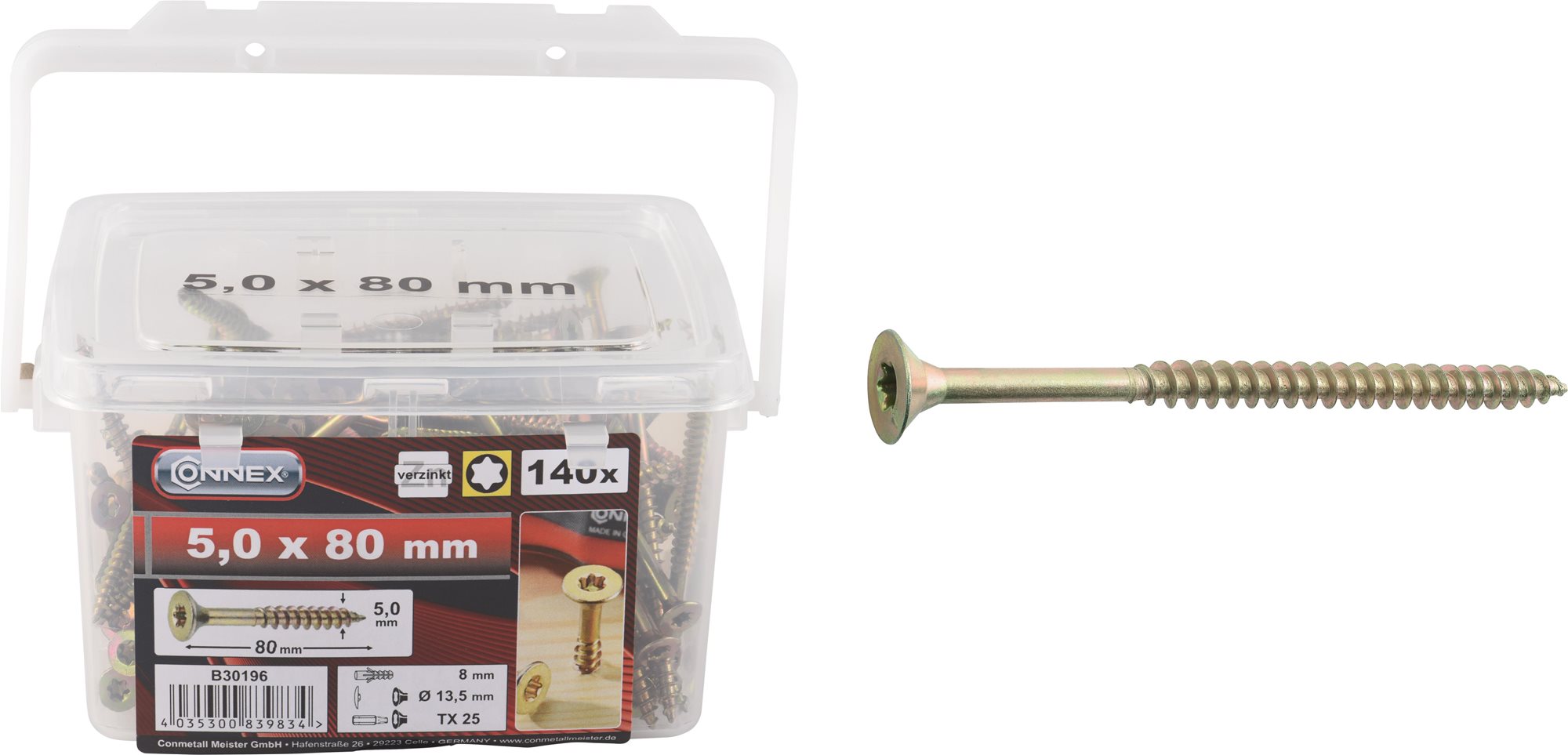 CONNEX UNI-skrutky TX 5,0 × 80 mm, 140 ks Skrutky