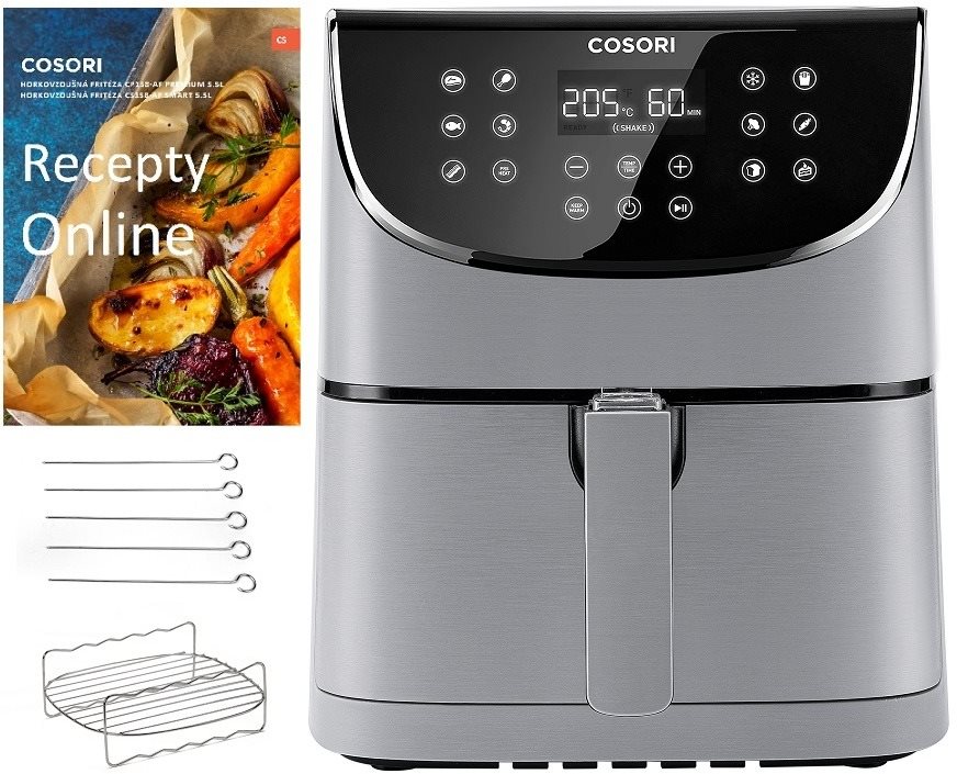 Cosori CP-158-AF PREMIUM - 5,5L + 5db nyárs, grillrács, grey Airfryer