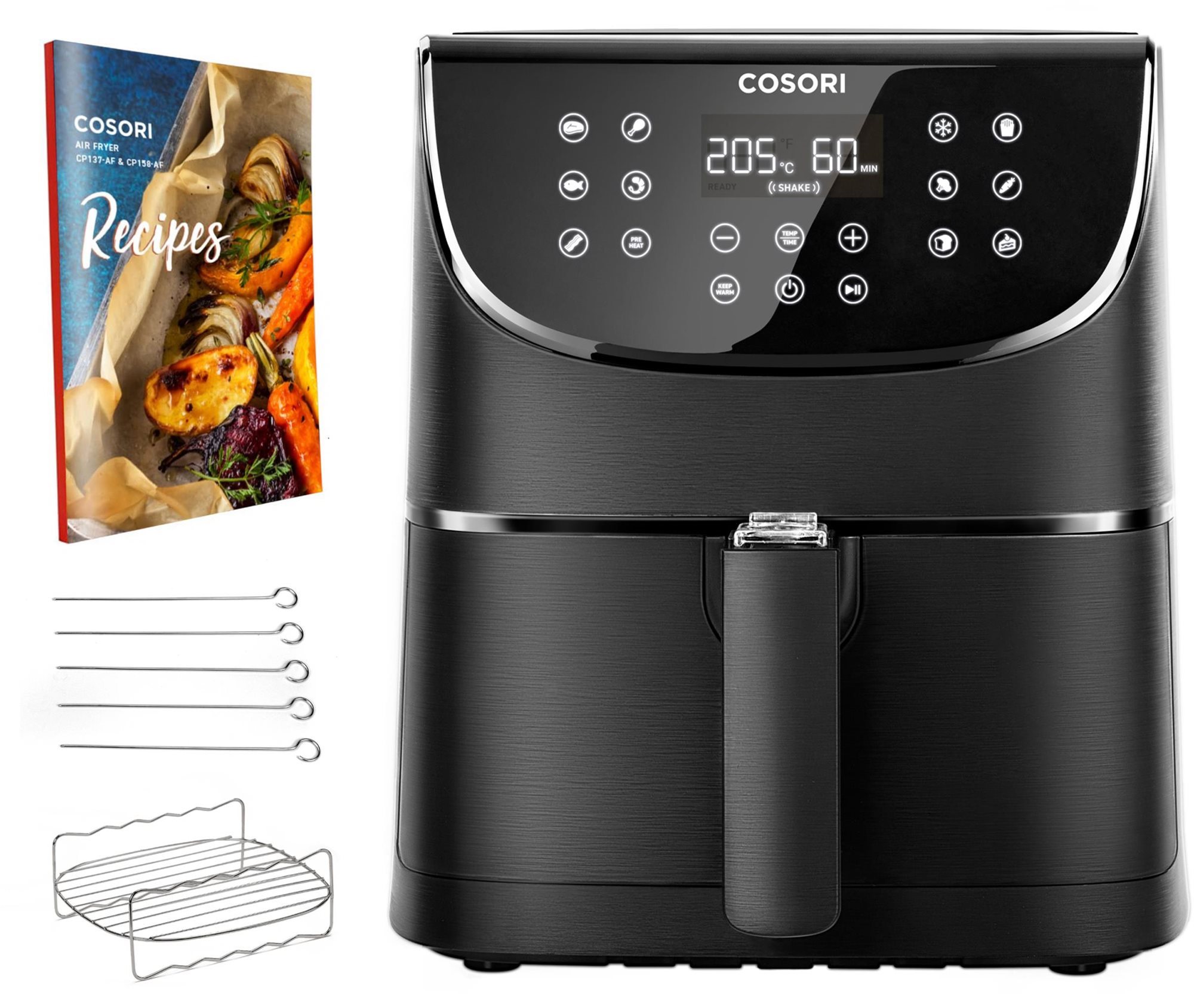 Cosori CP158-AF PREMIUM –  5.5L + 5x špíz a gril. rošt, black...