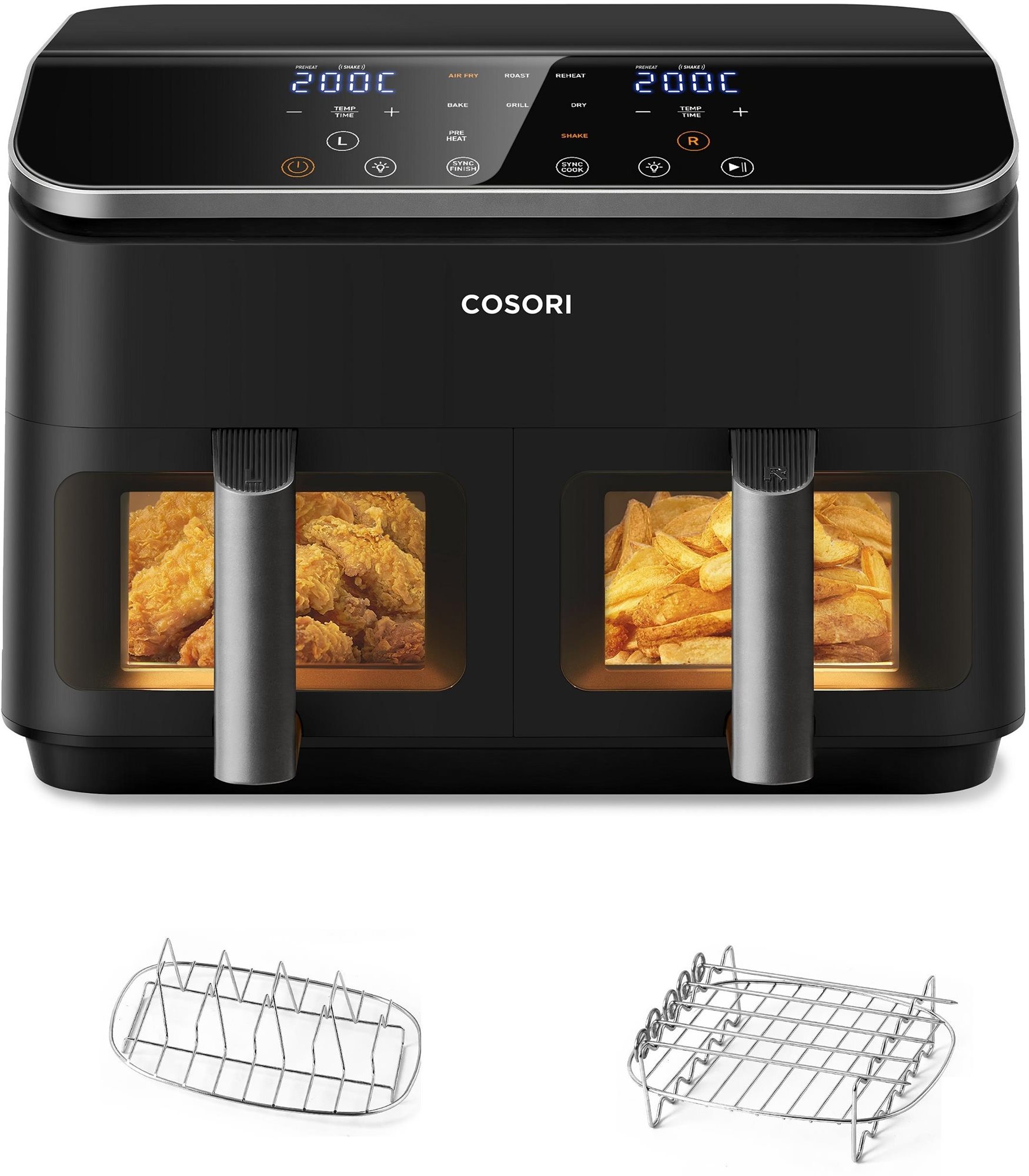 Cosori Dual Basket 8,5 l + 5 nyárs és rostély Airfryer