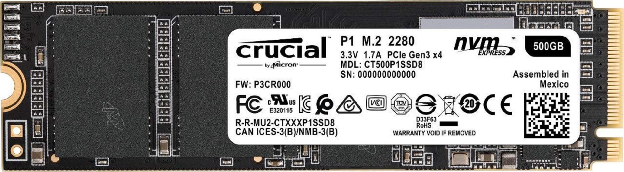 Crucial P1 500GB M.2 2280 SSD SSD