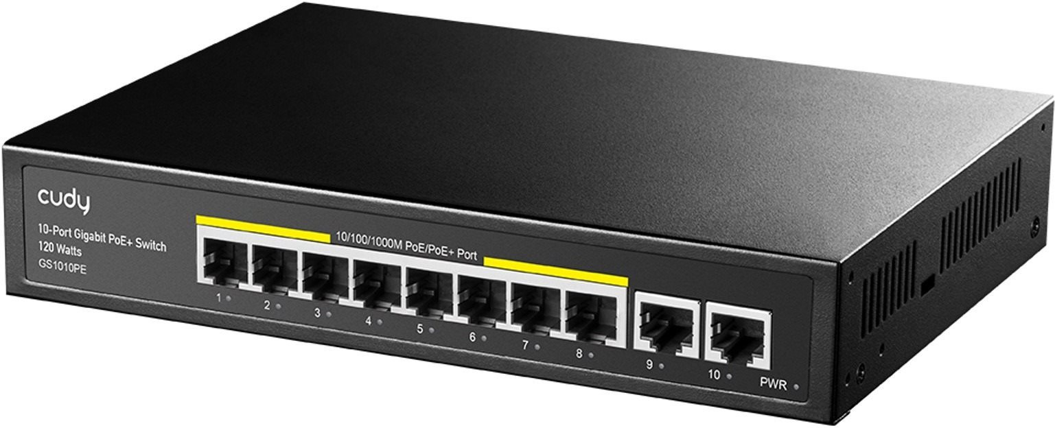 CUDY 8-Port Gigabit PoE+ Switch with 2 Gigabit Uplink Ports 120W...