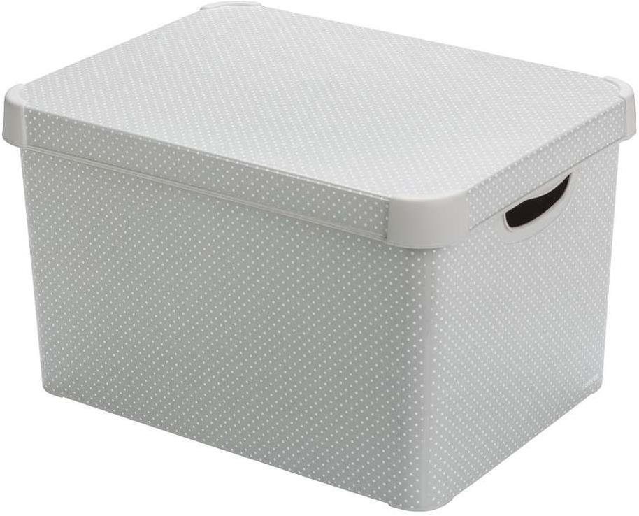Curver ART DECO BOX L - szürke pöttyös Tároló doboz