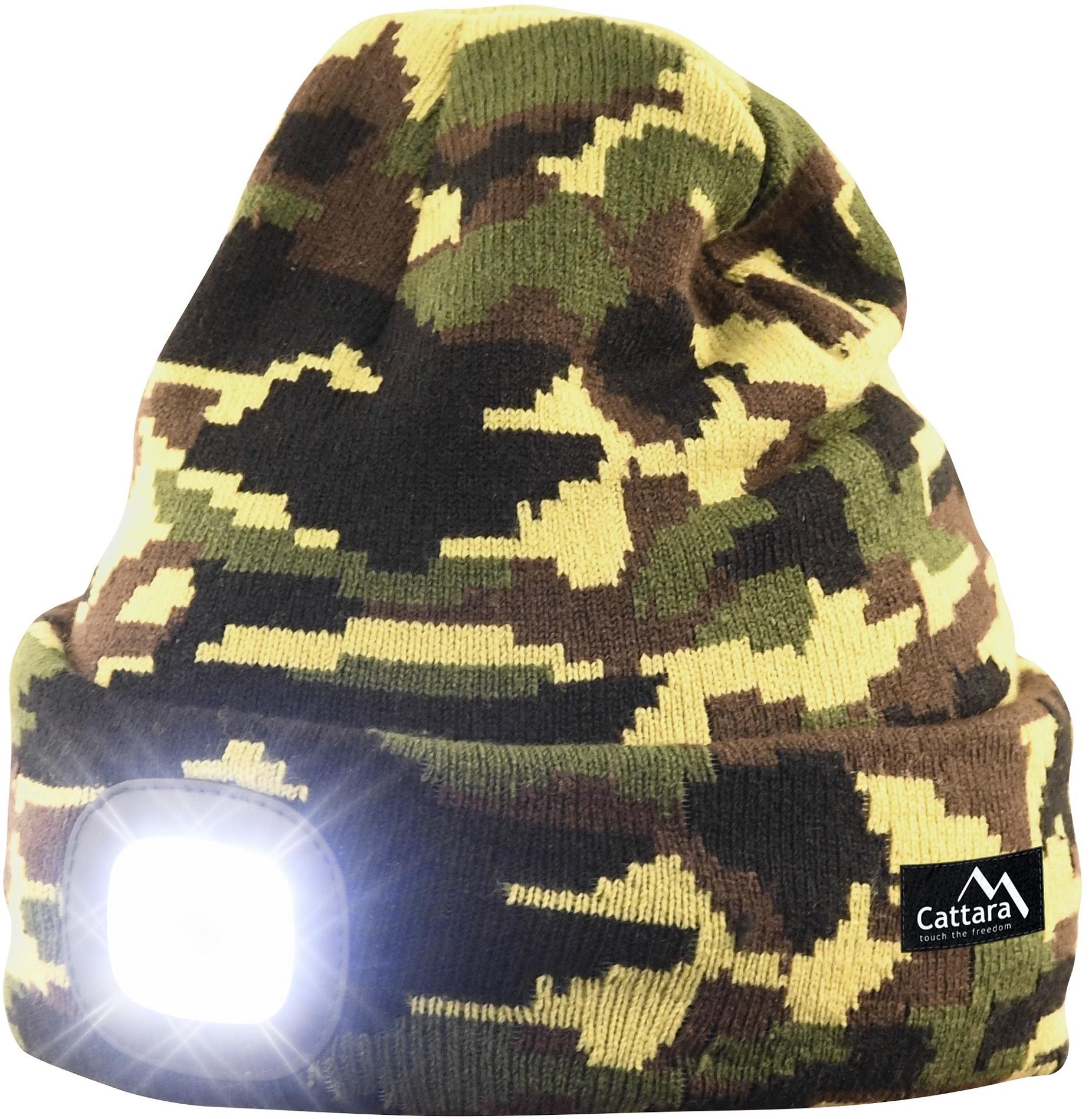 Cattara Čiapka ARMY s LED svietidlom USB nabíjanie Čelovka