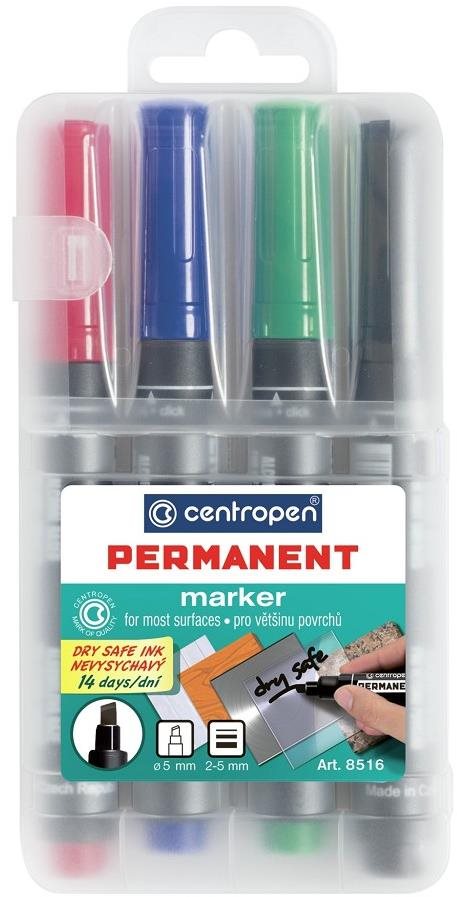 Centropen značkovač 8516/4 permanent nevysychavý v etui Popisovače