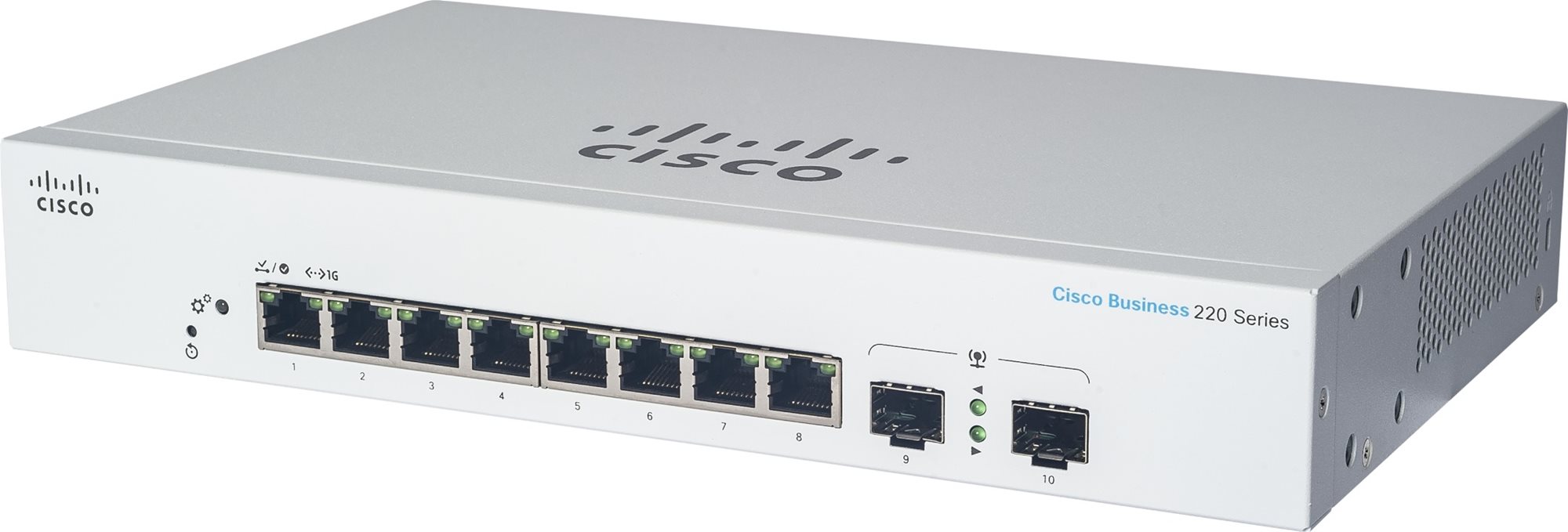 CISCO CBS220 Smart 8-port GE, Full PoE, Ext PS, 2x1G SFP Switch