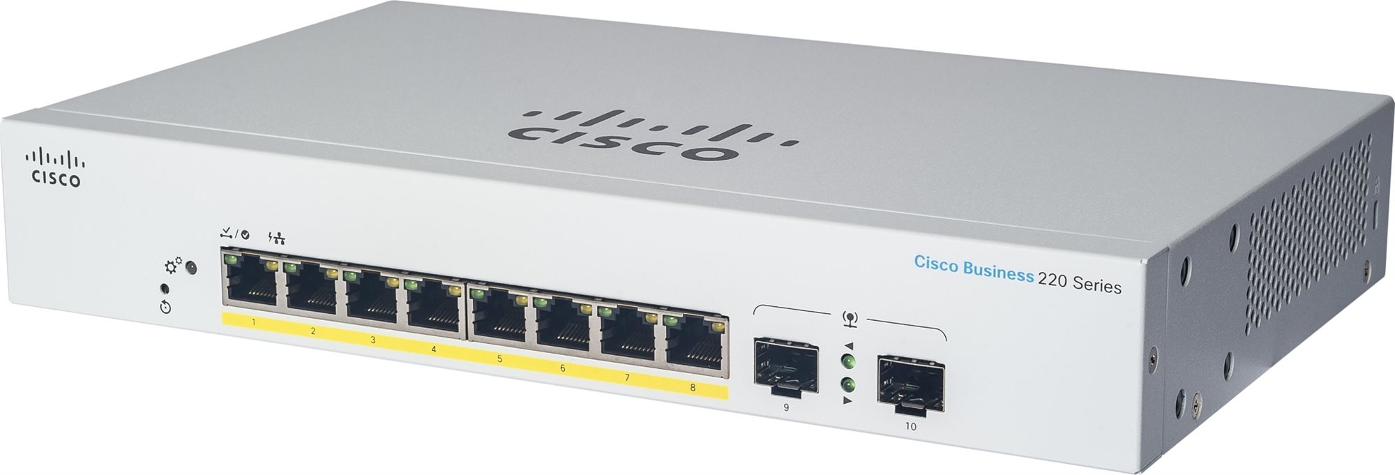CISCO CBS220 Smart 8 portos GE, Ext PS, 2x1G SFP Switch
