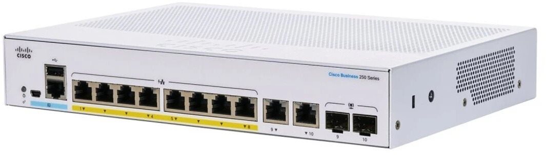 CISCO CBS250 Smart 8-port GE, PoE, Ext PS, 2x1G Combo Switch