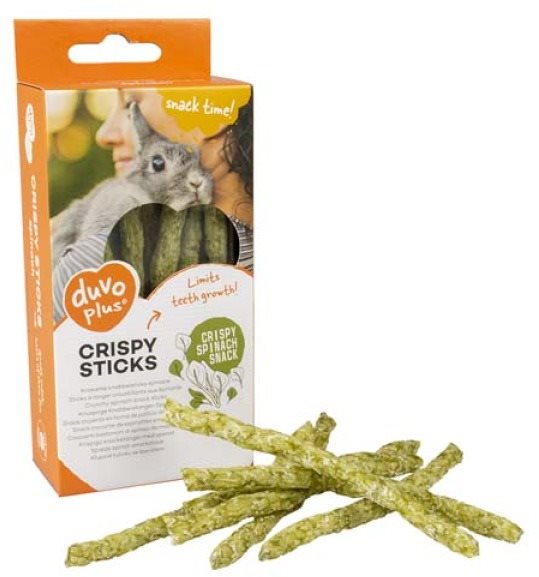 DUVO+ Žuvacie tyčinky so špenátom 50 g pre hlodavcov Maškrty pre...