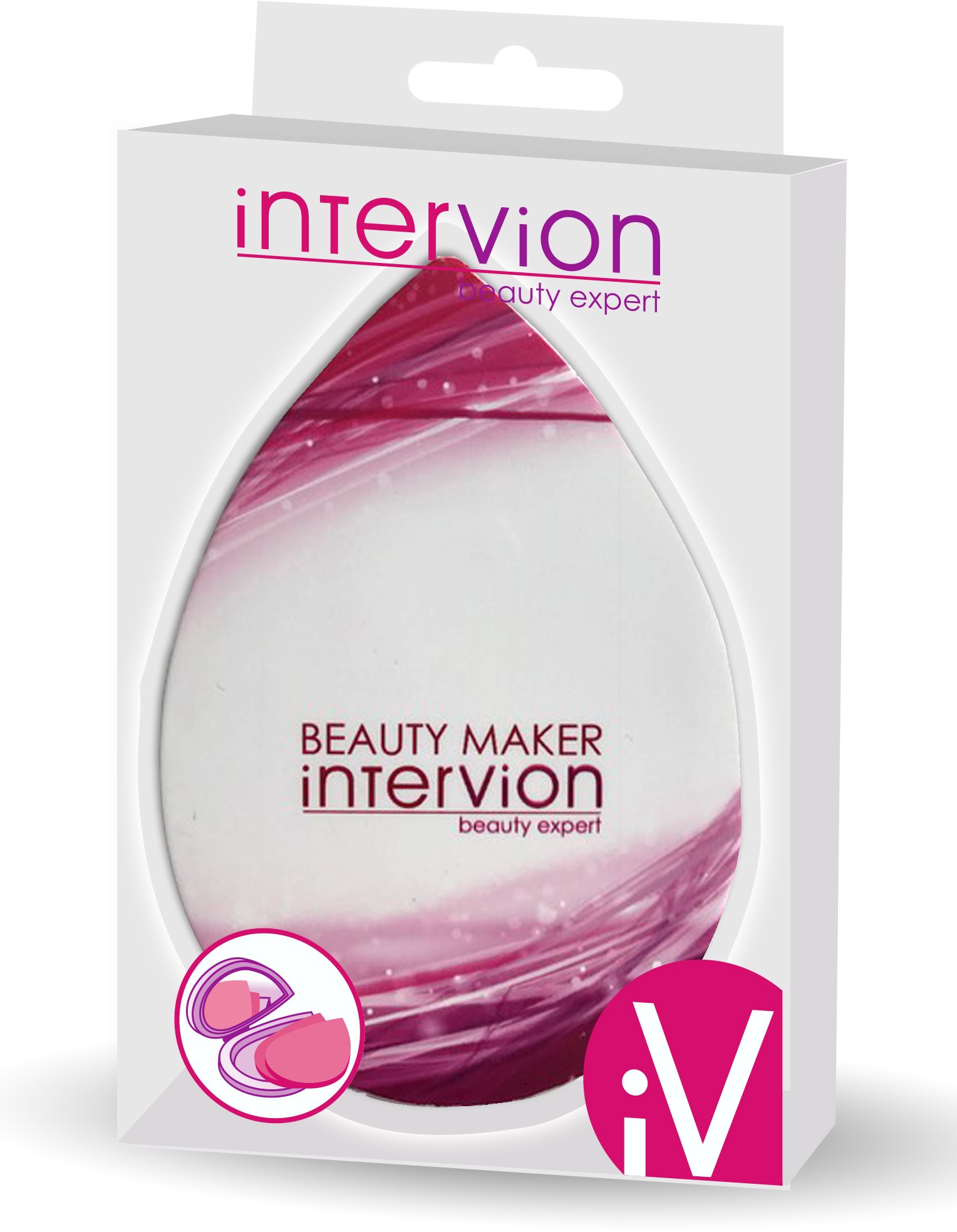 INTERVION Hubka na make-up 2 ks + zrkadielko Hubka na make-up