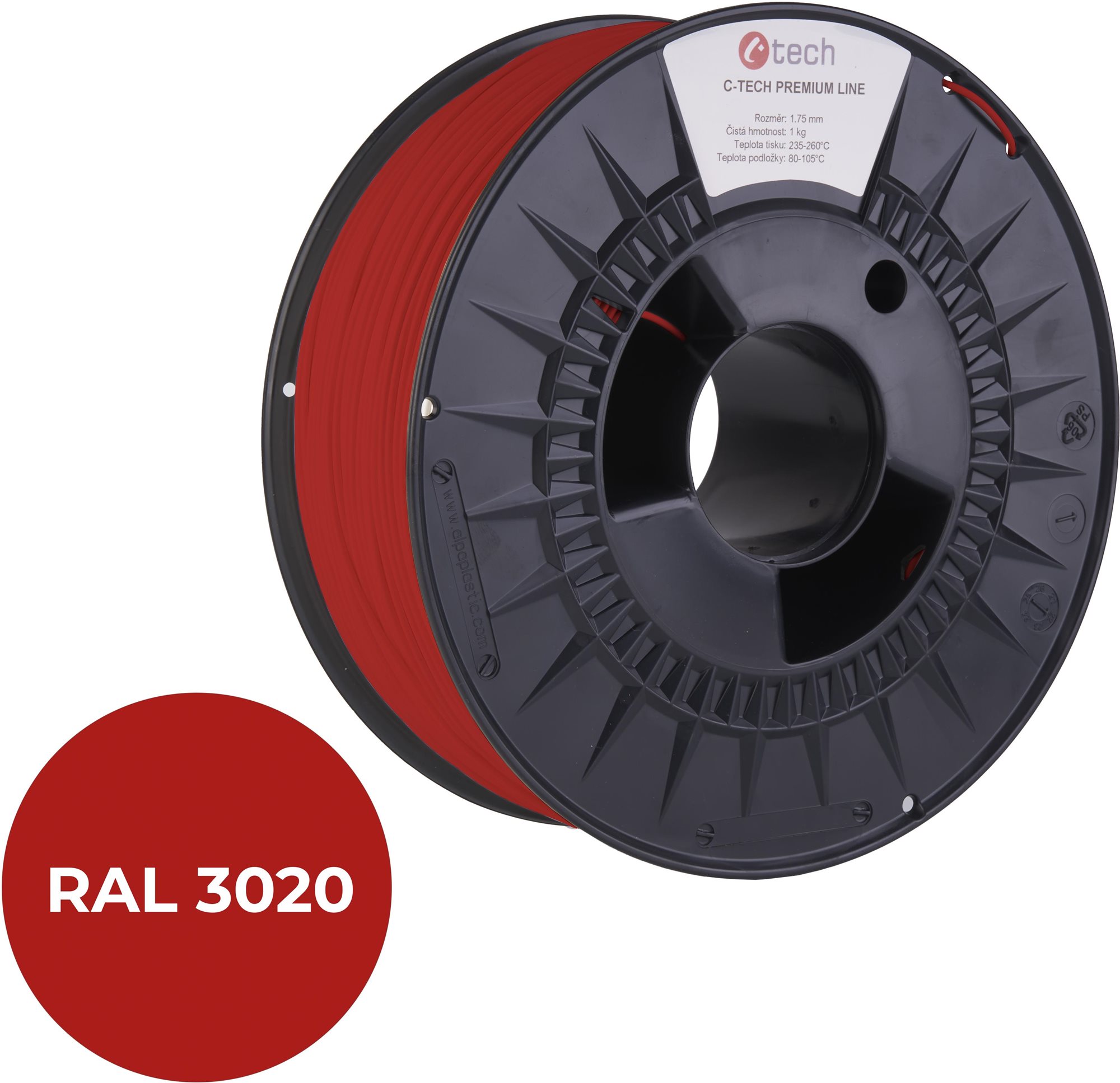 C-TECH PREMIUM LINE PETG 3D nyomtatószál, közlekedési piros RAL3020...