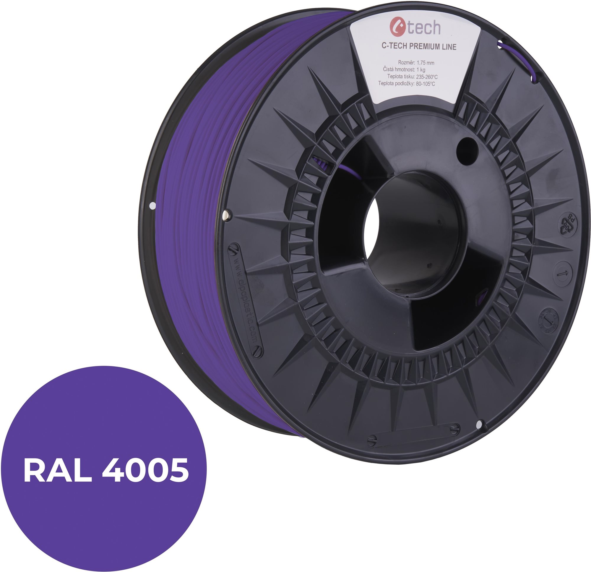 C-TECH PREMIUM LINE PETG 3D nyomtatószál, kékeslila RAL4005 Filament