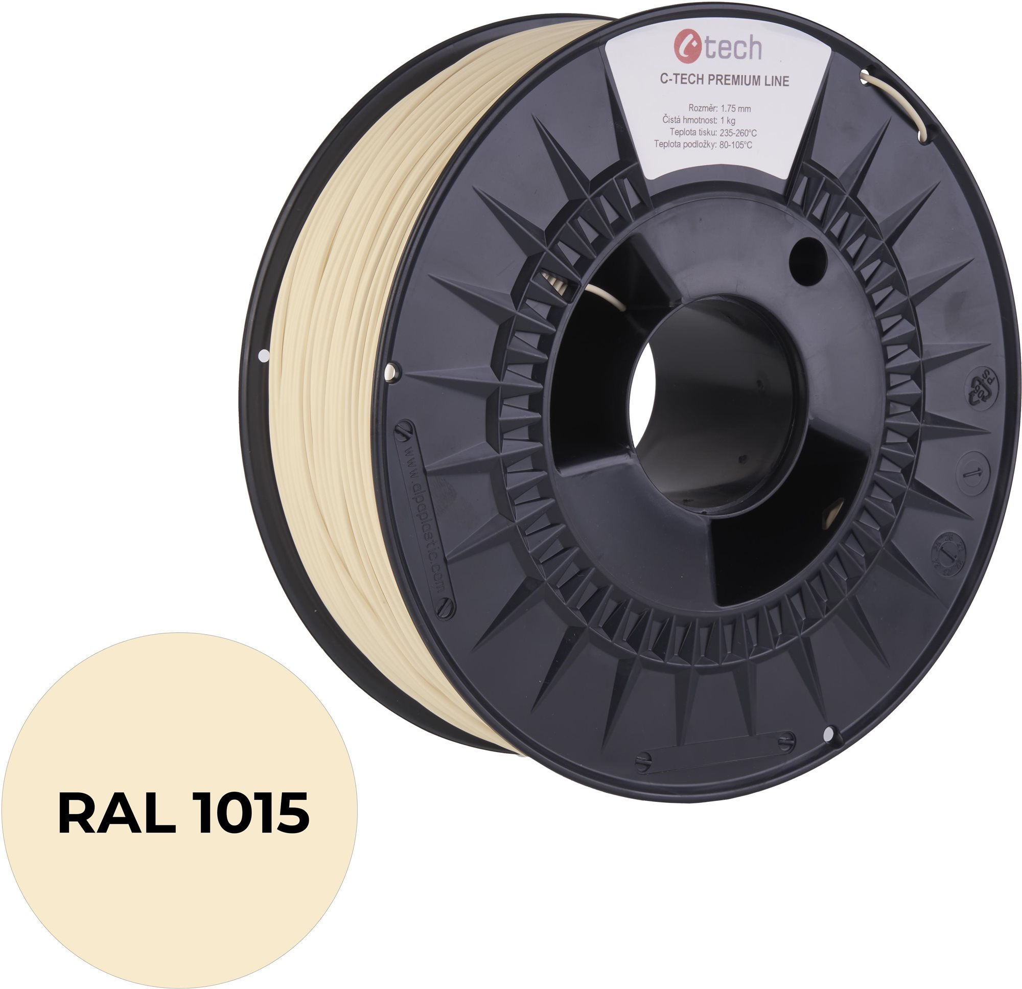 C-TECH Filament PREMIUM LINE PETG elfenbeinfarben hell RAL1015...