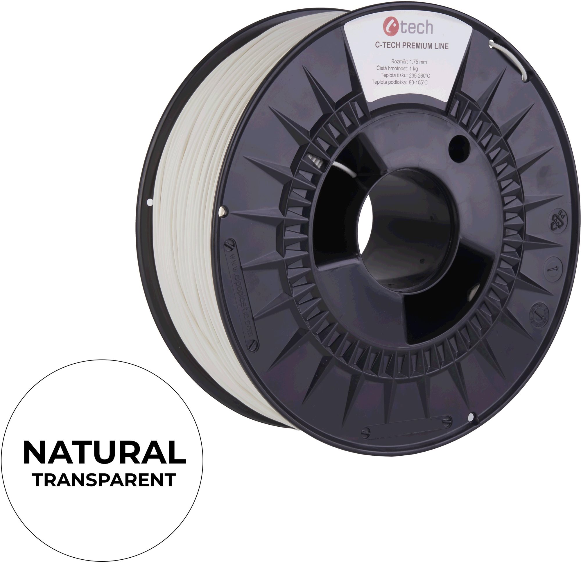 C-TECH PREMIUM LINE PETG 3D nyomtatószál, átlátszó Filament