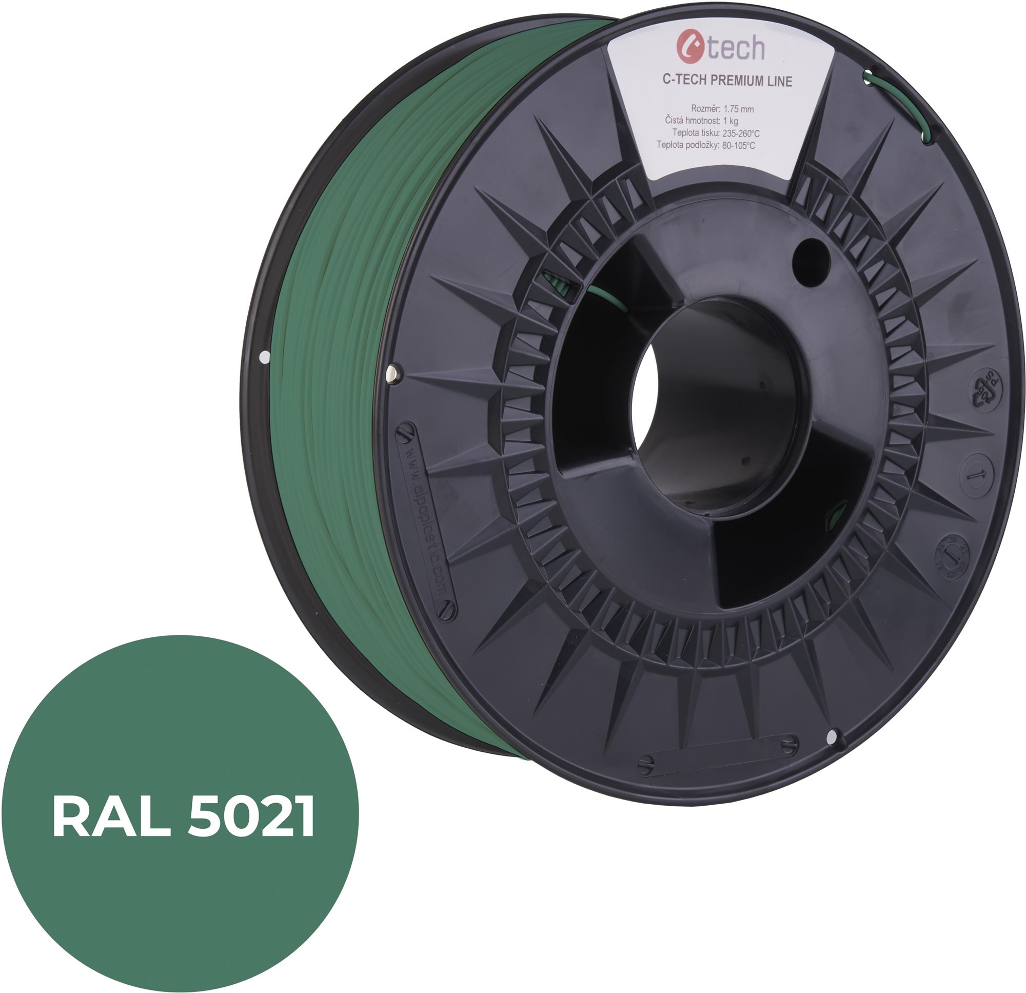 C-TECH PREMIUM LINE PETG 3D nyomtatószál, vízkék RAL5021 Filament