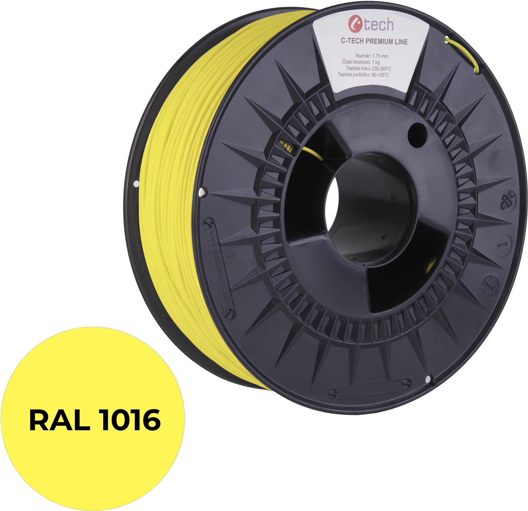 C-TECH PREMIUM LINE PLA 3D nyomtatószál, kénsárga RAL1016 Filament