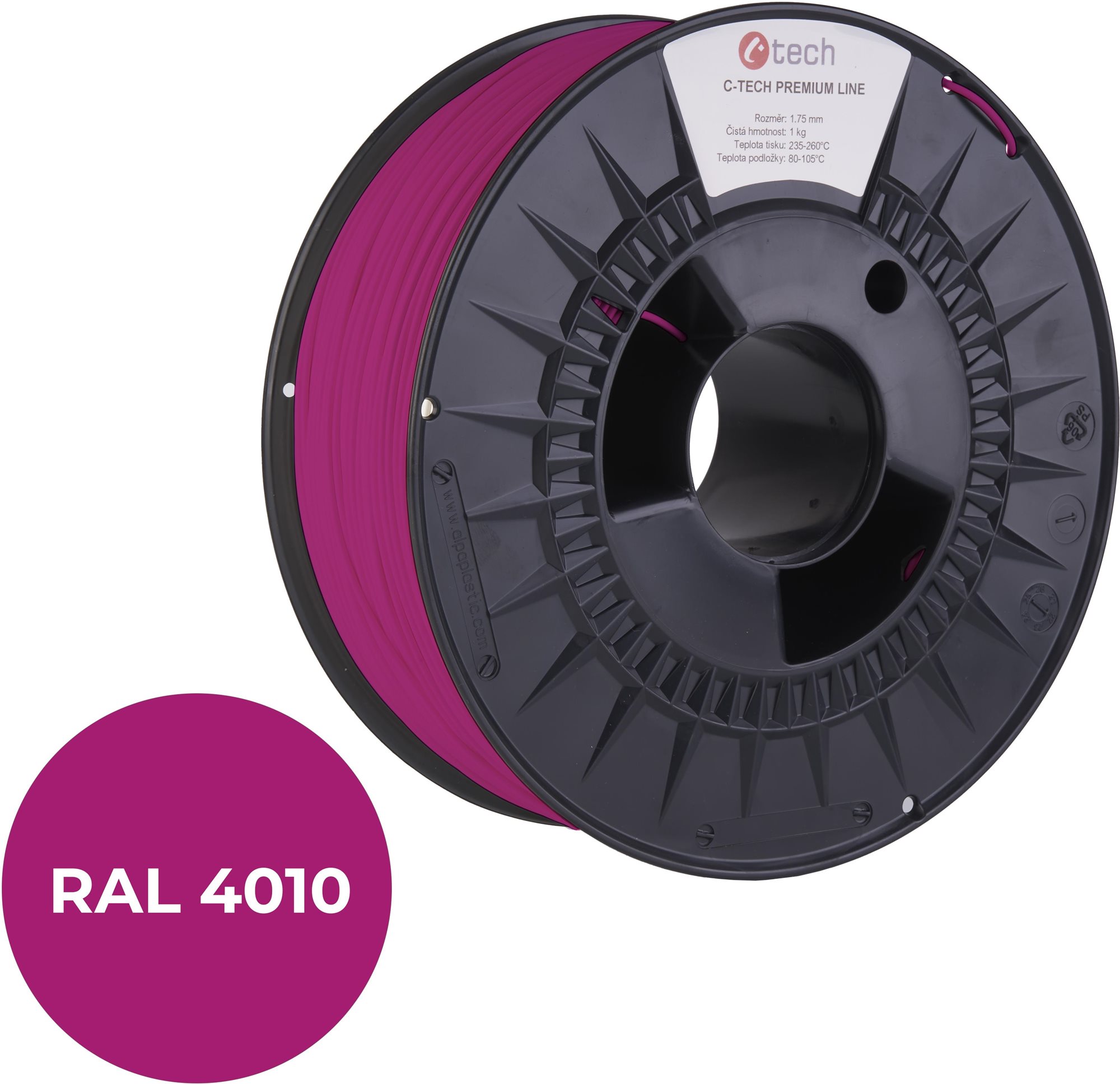 C-TECH PREMIUM LINE PLA 3D nyomtatószál, telemagenta RAL4010 Filament