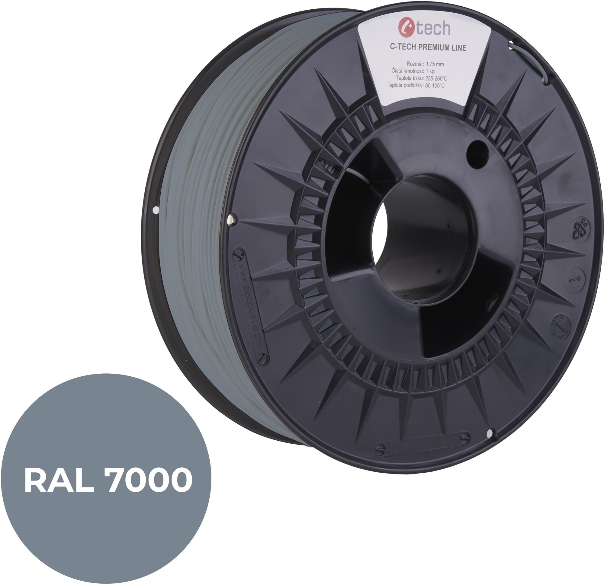 C-TECH PREMIUM LINE PLA 3D nyomtatószál, tündérszürke RAL7000...
