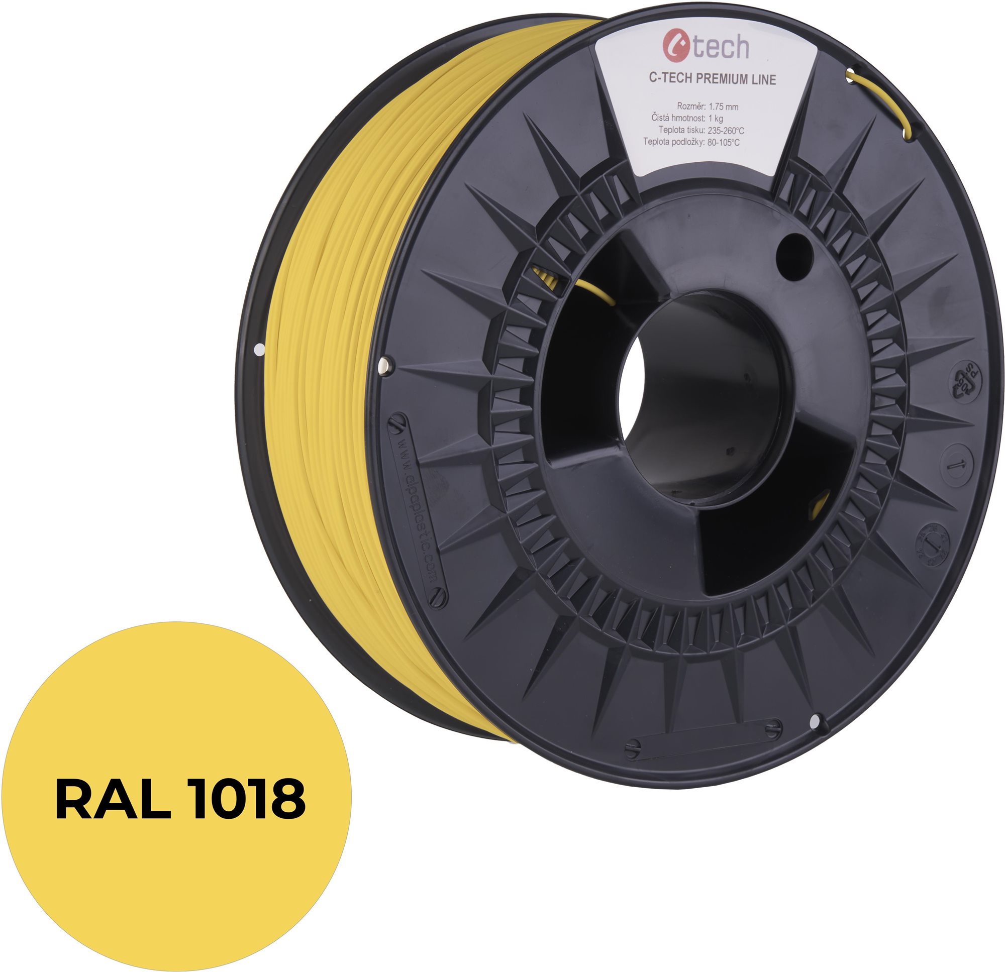 C-TECH filament PREMIUM LINE PLA zinková žltá RAL1018 Filament