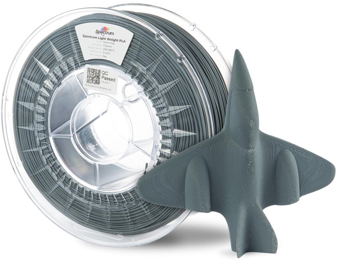 Spectrum Light Weight PLA 1,75 mm, Dark Grey, 1 kg Filament