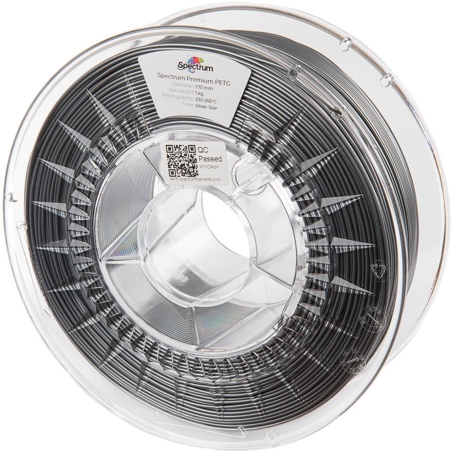Spectrum 3D nyomtatószál, Premium PET-G, 1,75 mm, Silver Star, 1 kg...