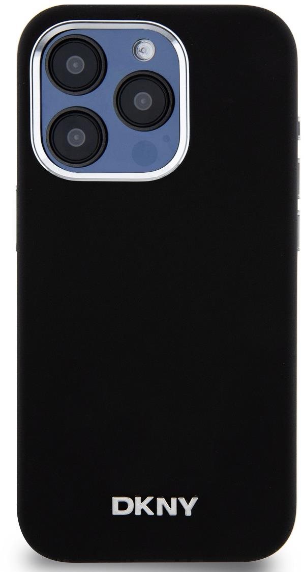 DKNY Liquid Silver Metal Logo iPhone 15 Pro fekete szilikon MagSafe...