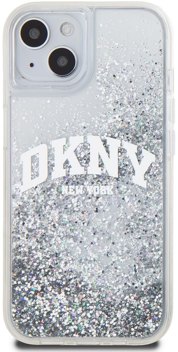 DKNY Liquid Glitter Arch Logo Back Cover für iPhone 14 Transparent...