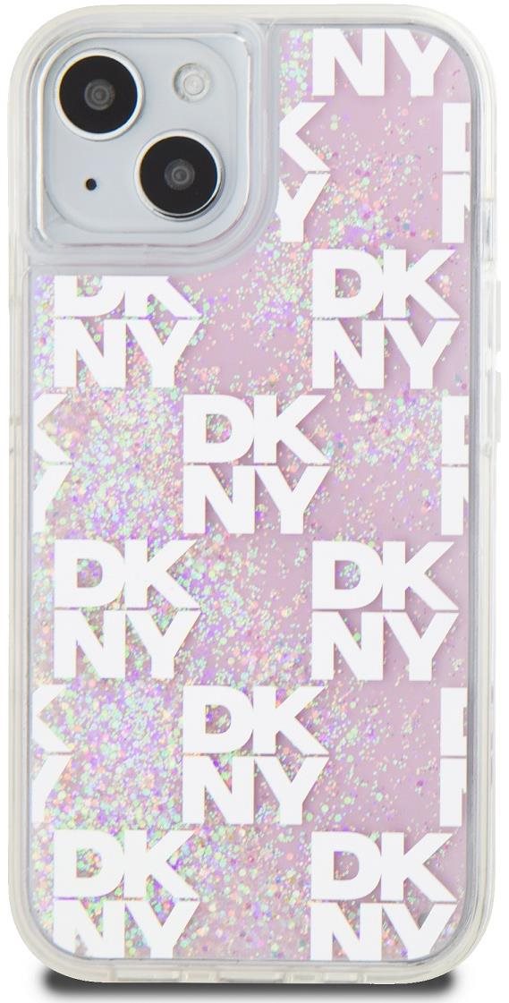 DKNY Liquid Glitter Checkered Pattern Backcover für iPhone 15 Pink...