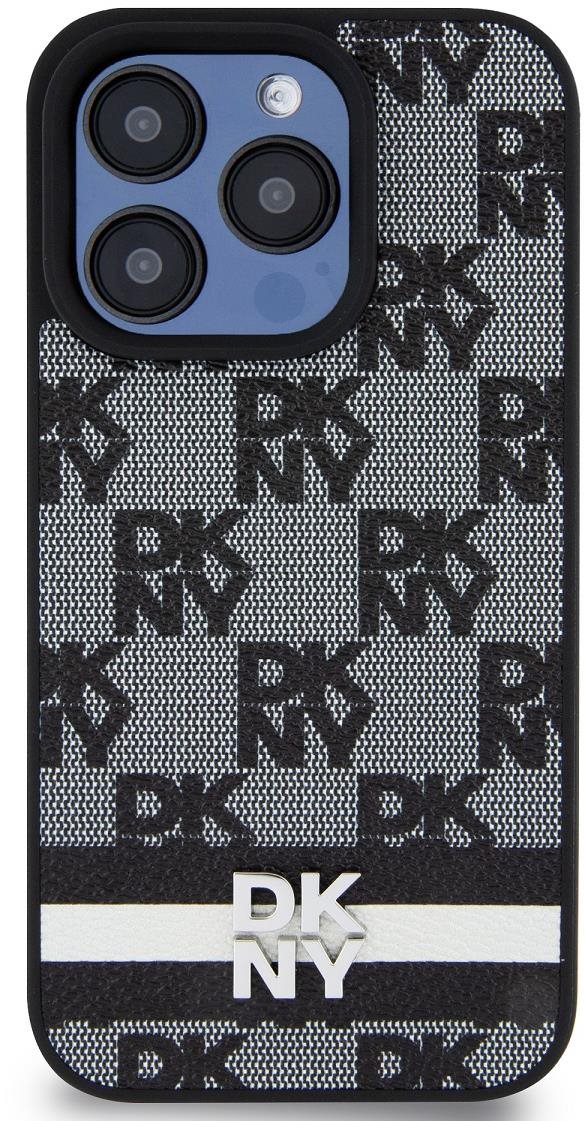 DKNY Checkered Pattern and Stripe iPhone 13 Pro Max fekete PU bőr...